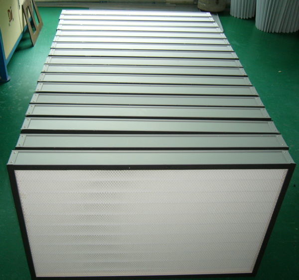 Anodized Aluminum Frame Mini Pleat HEPA Filter For Clean Room / HVAC Applications 1